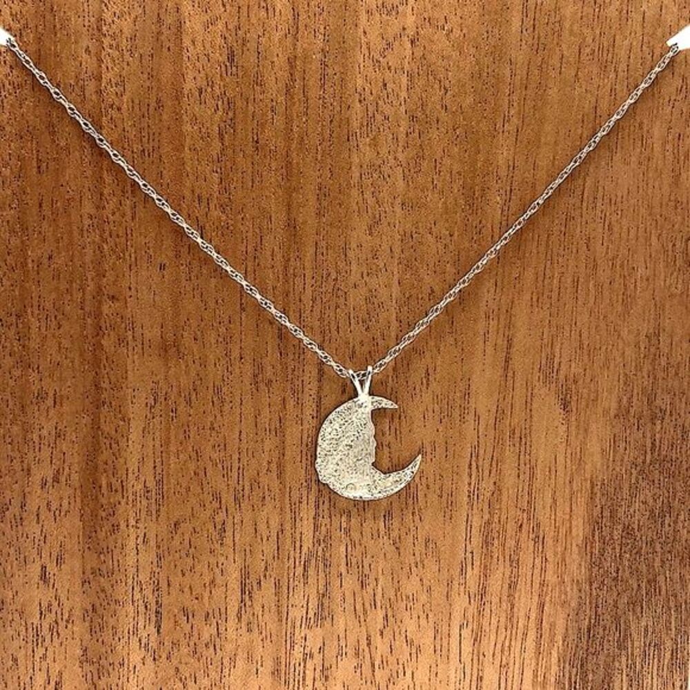 VTG Folksy 925 Woman in Moon Pendant Necklace - Picture 4 of 6